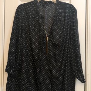 Black blouse with white polka dots